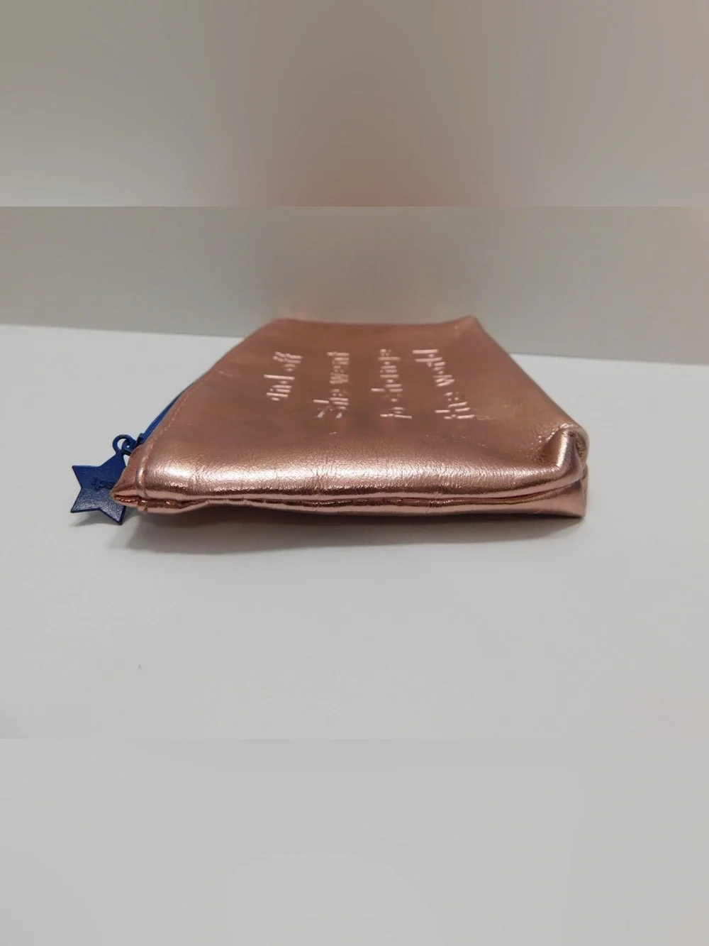IPSY Rose Gold Metallic Makeup Bag Cosmetic Pouch Quote Travel Case